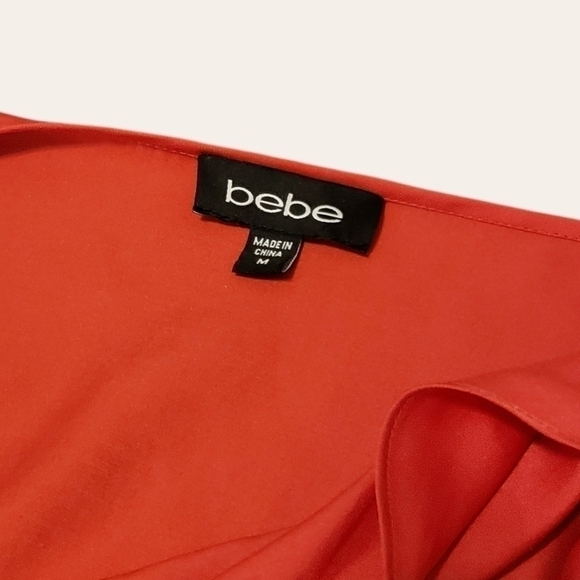 Bebe Red Scoop Neck Romper M - Picture 6 of 6